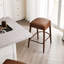 Tabouret de bar en faux cuir brun à hauteur de comptoir avec pieds et repose-pieds en métal, siège rembourré confortable pour îlot de cuisine, pub, comptoir de salle à manger, 2. Forme ovale, design ergonomique, matériau principal en polyuréthane-130040871
