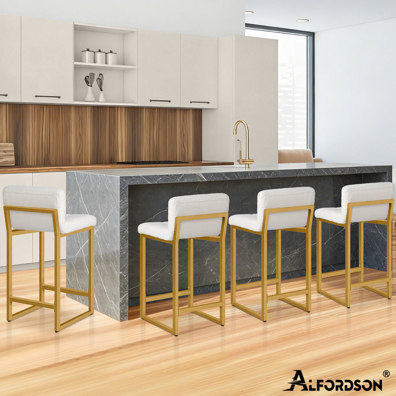 Upholstered Counter Stool with Metal Frame