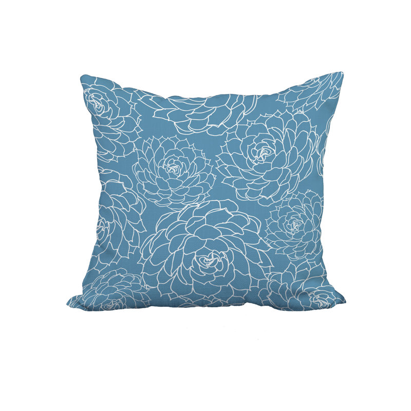 Floral Reversible Throw Pillow, 18" x 18", Blue