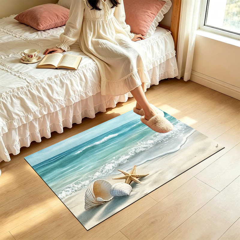  Paillasson antidérapant pour intérieur et extérieur, 20 po x 32 po, aquarelle coquillage de plage, Watercolor beach seashell