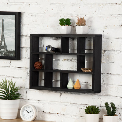 9 Piece Pine Solid Wood Floating Shelf