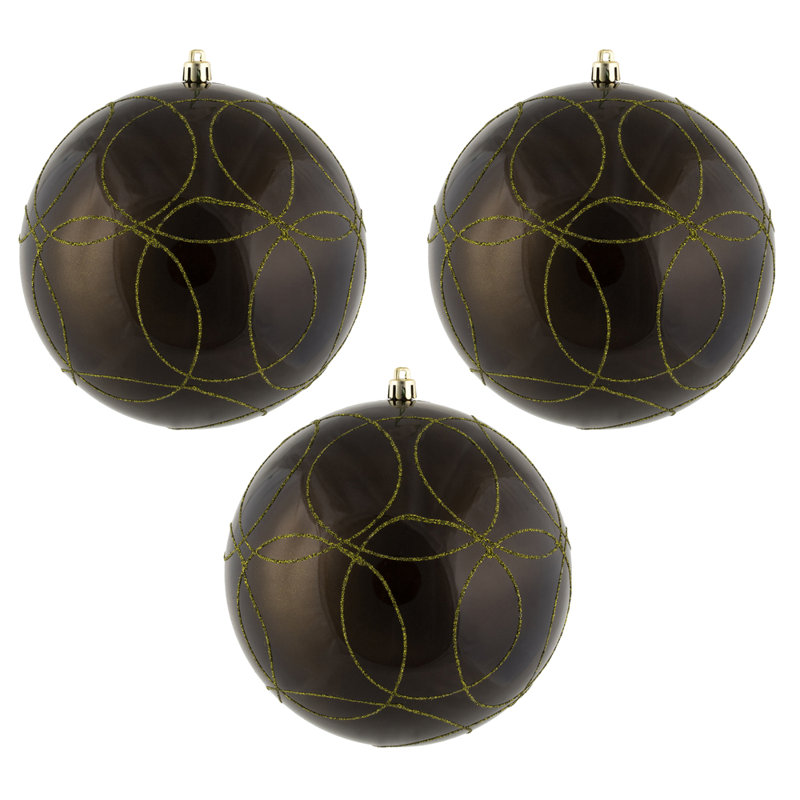 Candy with Circle Glitter Pattern Ball Ornament, Olive