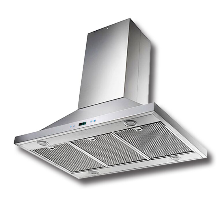 IKTCH 30 Inches 900 CFM Ducted Island Range Hood in Stainless Steel with  Baffle