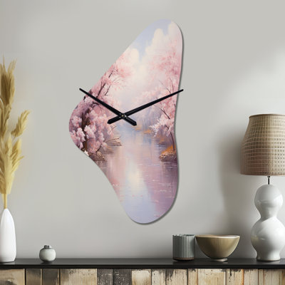 Impression romantique d'horloge murale en forme de fleur de cerisier rose IV