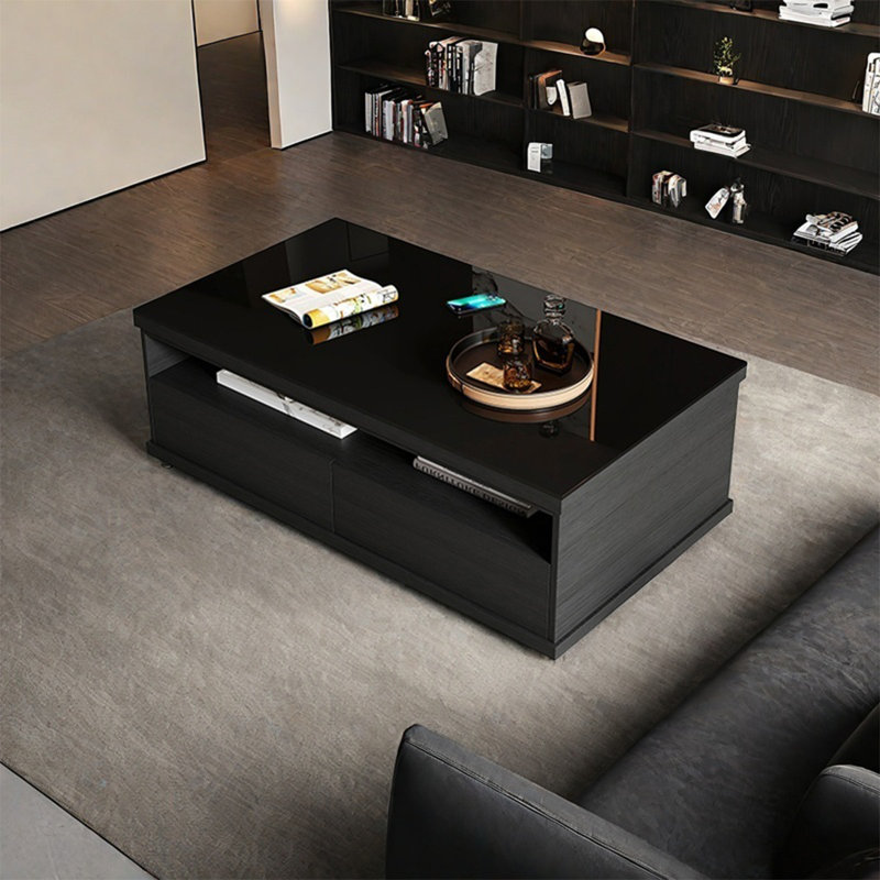 Table basse rectangulaire moderne et simple, H 17,7 po x L 47,2 po x l 25,6 po, Noir, noir, noir, noir