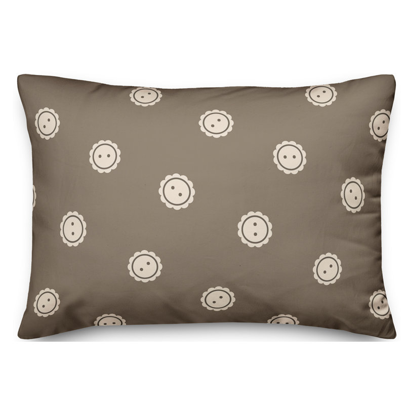 Coussin lombaire à boutons, Brun / Gris