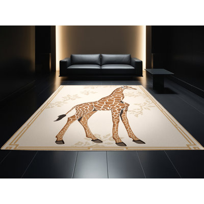 Tapis traditionnel moelleux moelleux en girafe beige