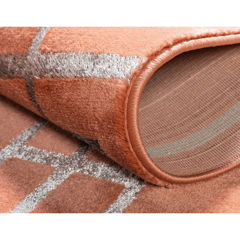 Tapis à motif géométrique orange Corando, Rectangle 5 pi x 8 pi