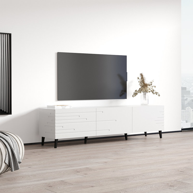 73.2" Modern TV Stand with Matte Finish, White