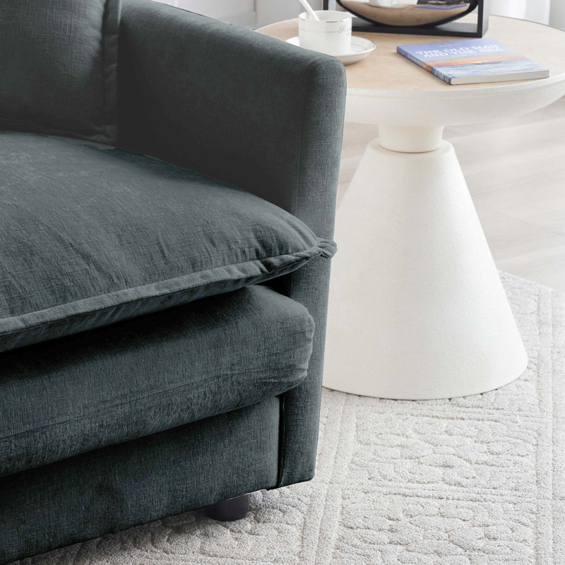 Canapé en chenille de salon gris - 2 sièges, 4 coussins, structure en bois massif, tissu doux et confortable moderne 2 avec support