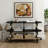 Arnkell Oval Wood Sofa Console Table With Seagrass Shelves-202143067