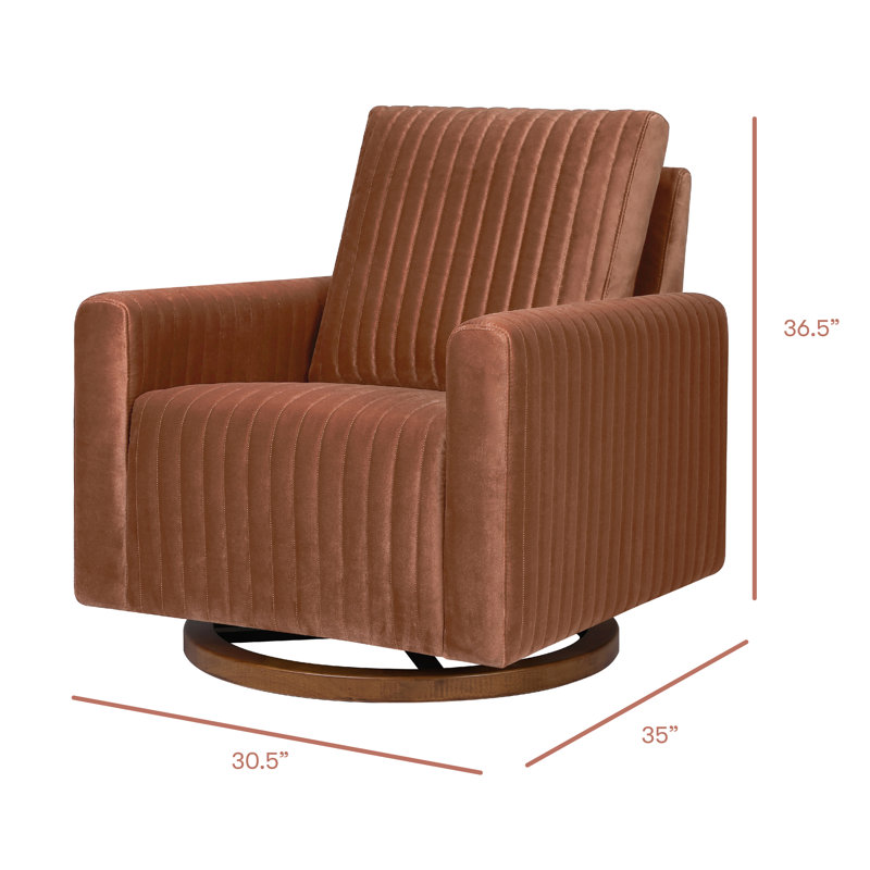Poe Channeled Swivel Glider, Rust Velvet
