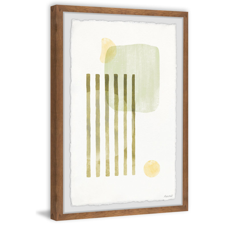 Horizontal Green Lines - Single Picture Frame Painting, 61cm H x 41cm W x 3.81cm D