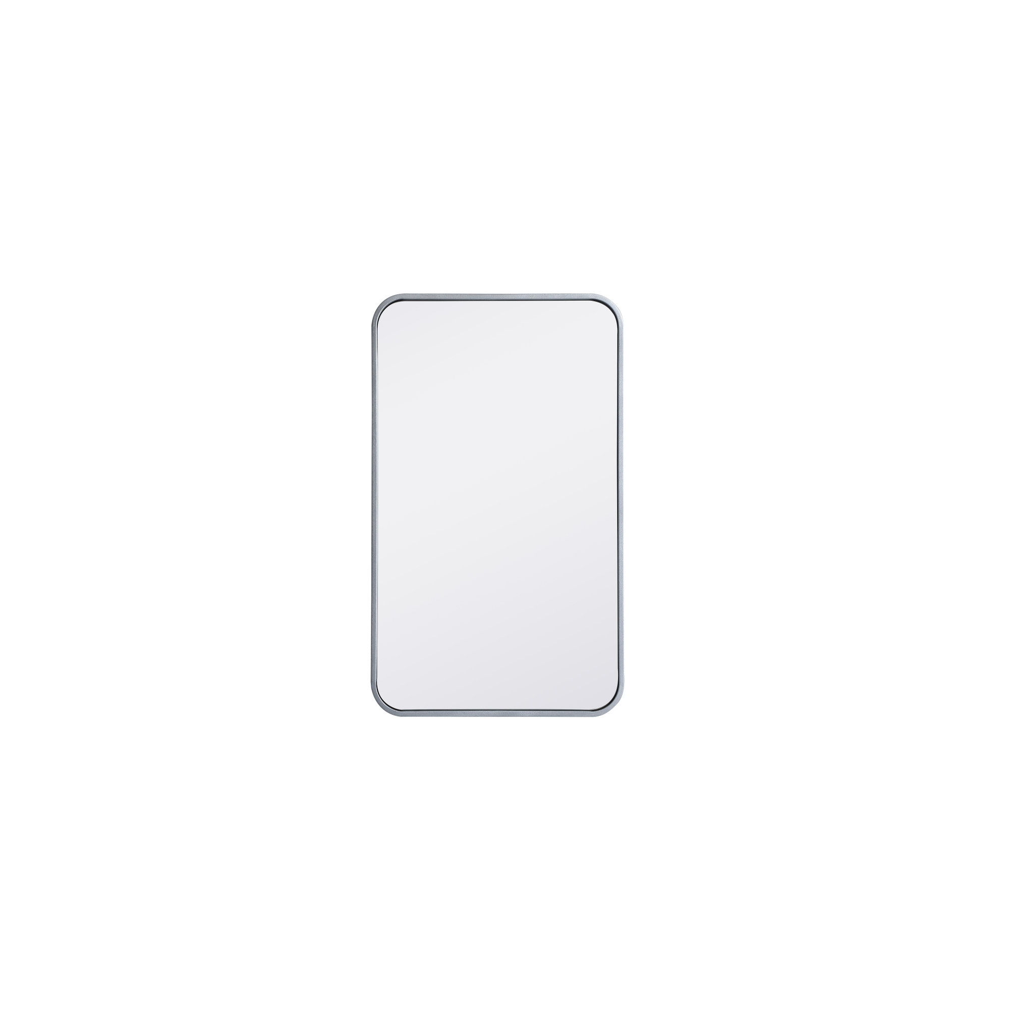 Sabine Metal Rounded Rectangle Wall Mirror, Silver, 30" x 18"