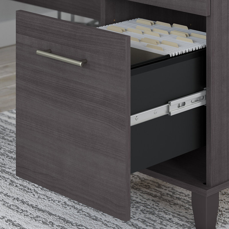 Ensemble de bureau avec rehausse Magomed, Gris orage