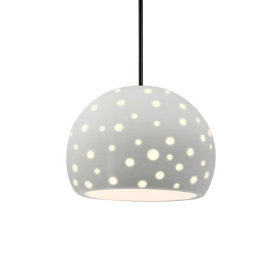 Luminaire suspendu sphère 1 lumière perforée - blanc mat - chrome poli - l 12,25 po x H 9,25 po - ampoule remplaçable - tige rigide