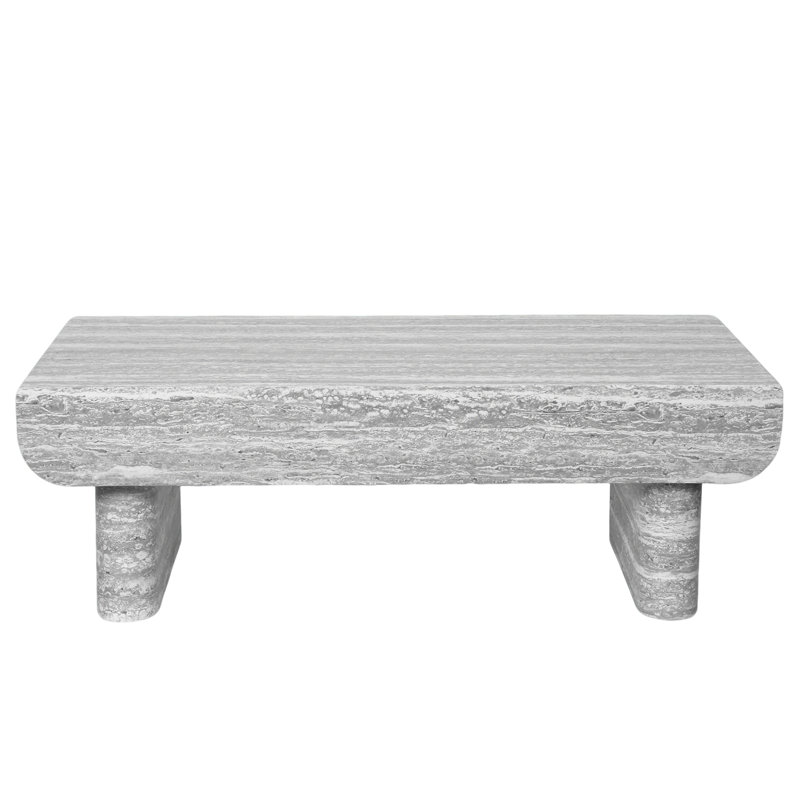 Table basse avec plateau en bois gris, table basse moderne Mid-Century avec tiroir cannelé, table basse de salon, bureau