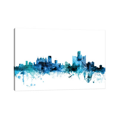 Detroit, Michigan Skyline by Michael Tompsett - Wrapped Canvas Gallery-Wrapped Canvas Giclée