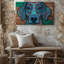 Toile, «A Vibrant Stylized Portrait of a Dog Caractérized By An Wall Art», patchwork complexe de motifs et de textures colorés-320106996