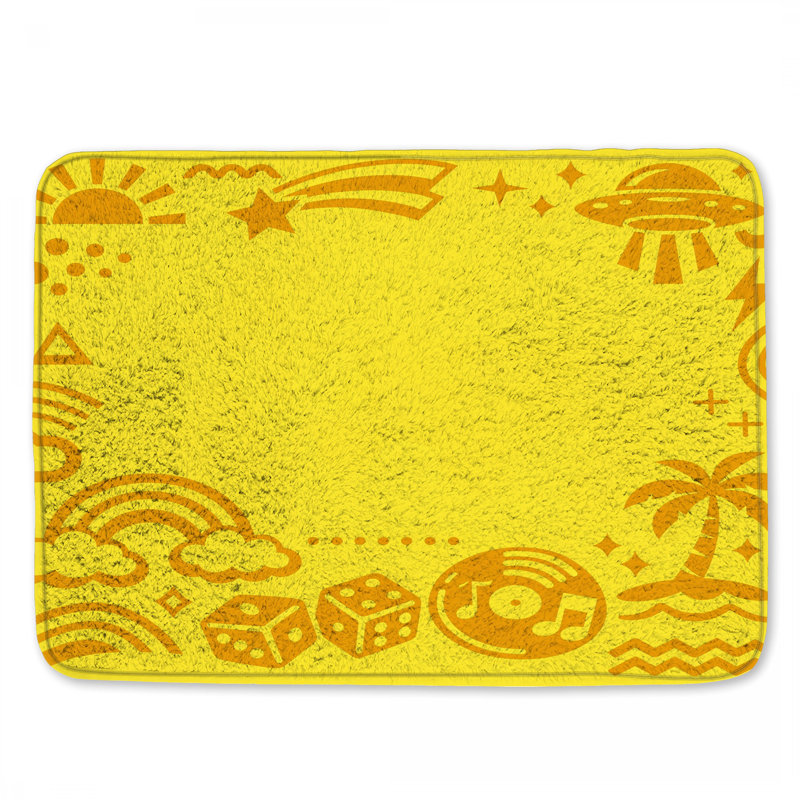 Tapis de bain jaune rétro, 34in W x 21in L