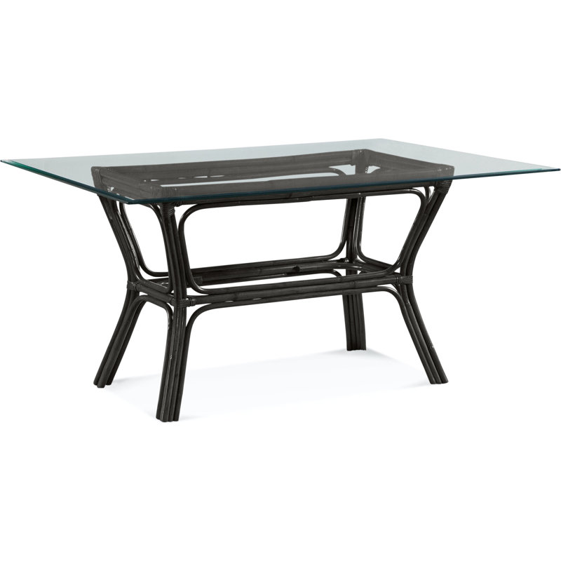 Trellis Glass Top Dining Table, 42" W x 60" L, Pumice