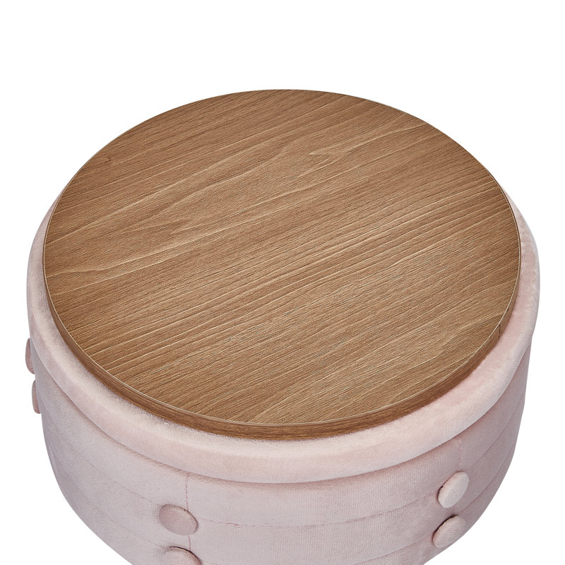 Ensemble de 2 tabourets de salle de bain avec tabouret de rangement rond rose pour salle de maquillage, chambre à coucher et salon