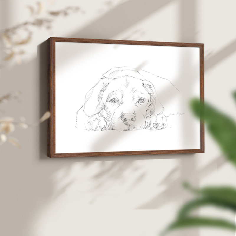 Lazy Dog III - reproduction encadrée - réarmable, H 16 po x l 20 po, Noyer