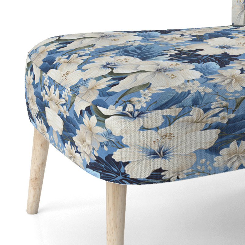 Chaise d'appoint rembourrée A, Motif d'oasis tropical azur V