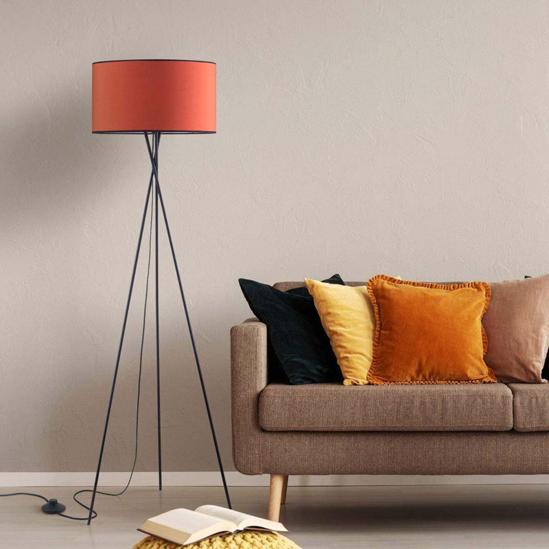 Ritwik 150cm Tripod Floor Lamp, Satin Black, Terracotta