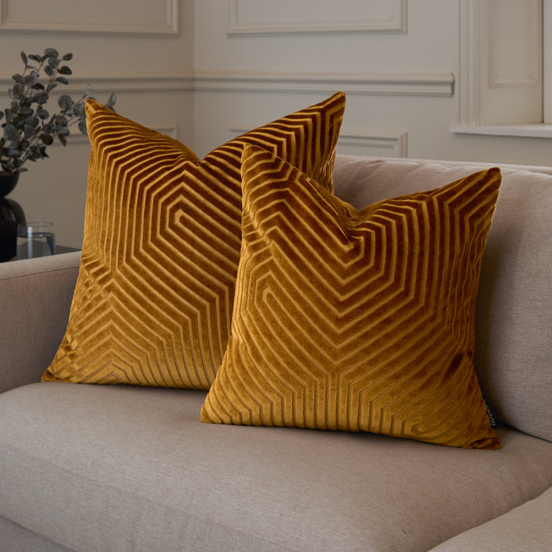 Geometric Square Throw Pillow Cover, Gold