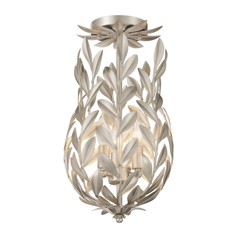 Plafonnier semi-encastré 3 lumières Taliaferro, Argent argent