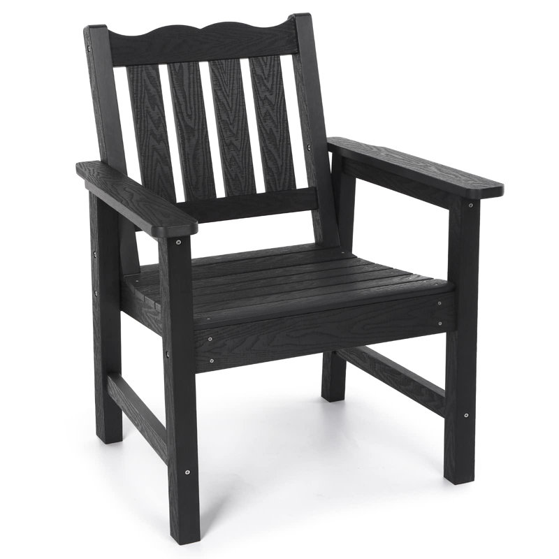 Brylor Patio Dining Chair, All-Weather HIPS Outdoor Dining Armchair, Black