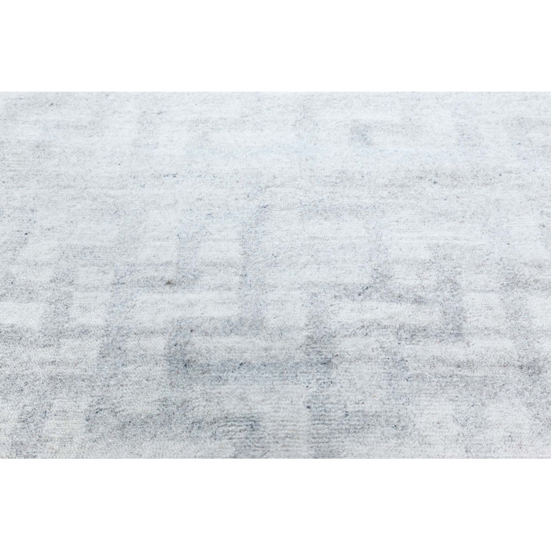 Tapis de couloir contemporain 2 pi 10 po x 14 pi en laine naturelle grise