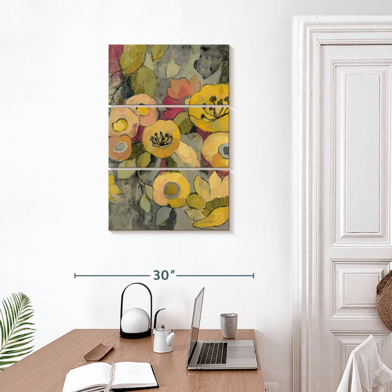 Duo floral jaune Avery II, H 32 po x l 20 po