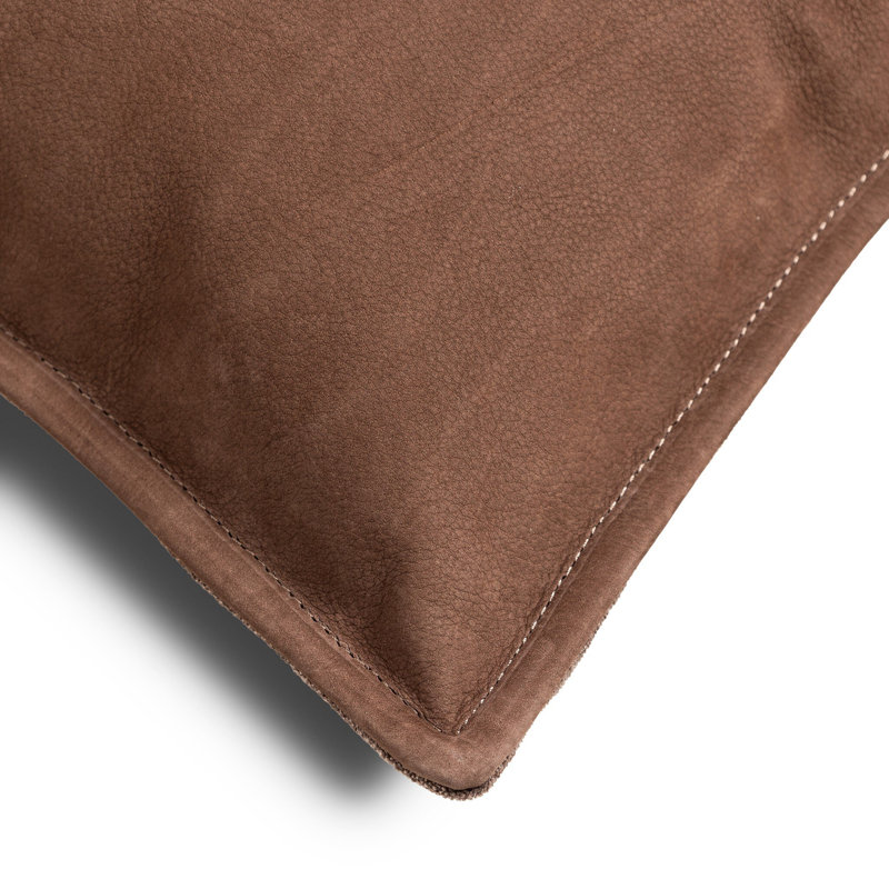 Trenton Pillow Cover, Nubuck Tobacco, Square 22"