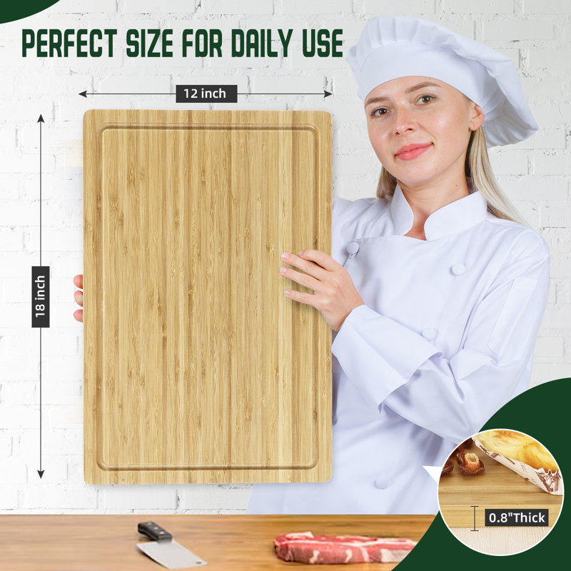 Grande planche à découper en bambou de 18 pouces, planches à découper en bois XL pour la cuisine, planche à découper en bois