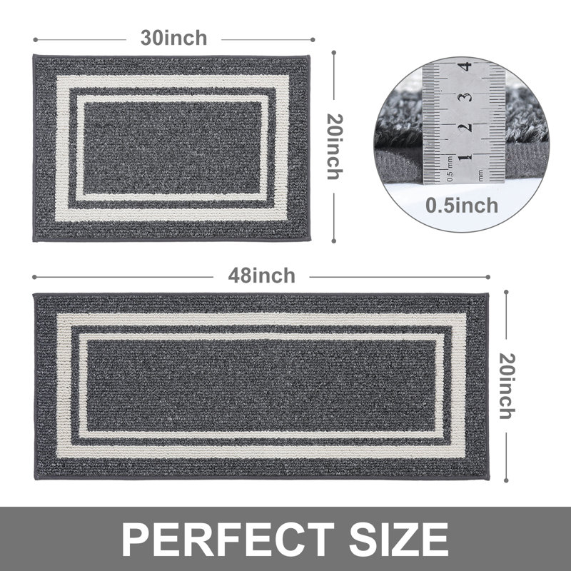 Caylon Machine-washable Anti-Fatigue Mat, Rectangle 609.6cm x 914.4cm + 50.8cm x 121.9cm, Dark Grey