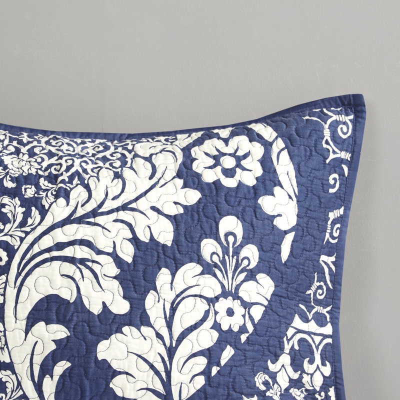 Indigo and White Cotton Reversible King Quilt Set