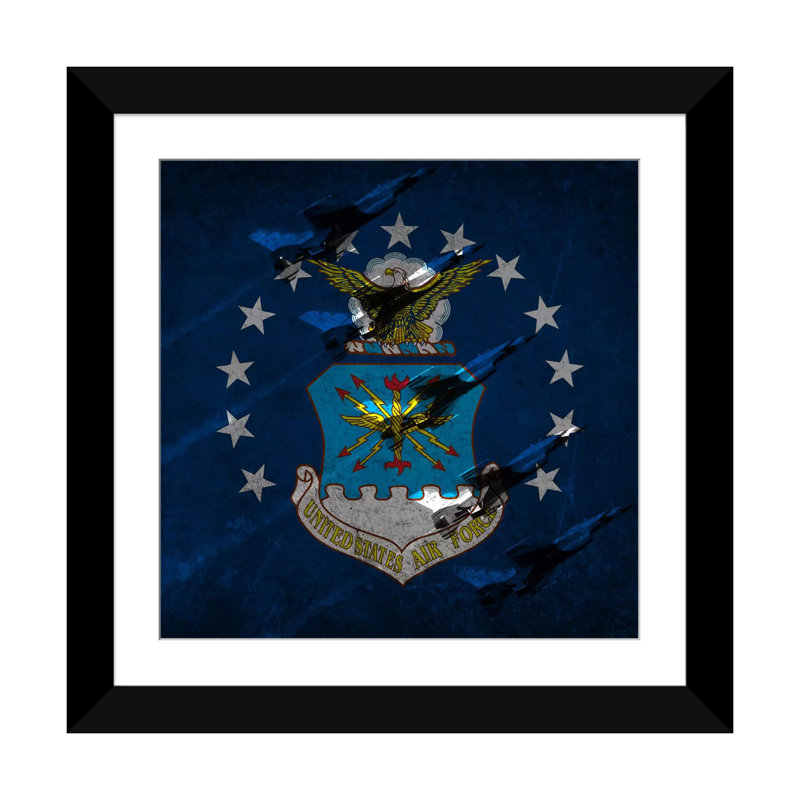«Air-Force Flag, Thunderbirds», impression sur toile, Papier d'art encadré noir, Blanc, H 24 po x l 24 po x P 1 po