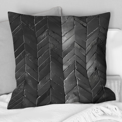 Coussin décoratif noir à chevrons - Mid-Century