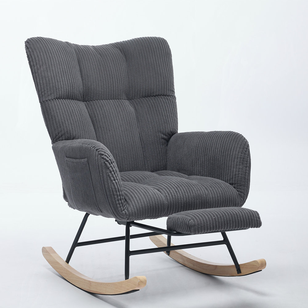 George Oliver Rocker Accent Armchair with Solid Wood Legs | Wayfair
