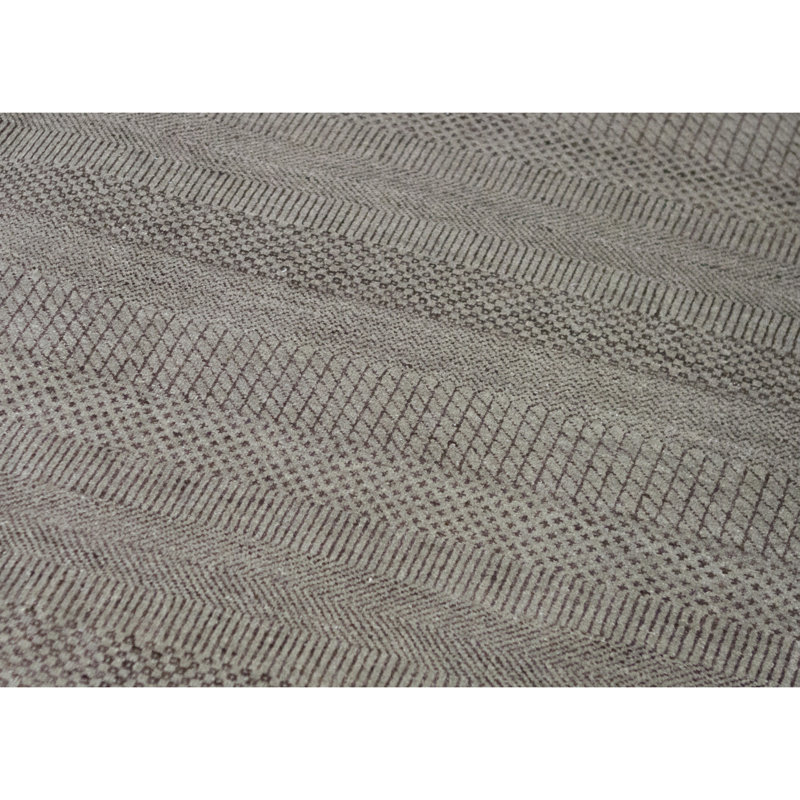 Tapis naturel et brun noué à la main de haute qualité, Rectangle 6 pi x 9 pi