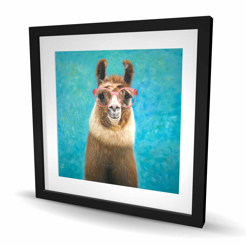 Lama adorable - reproduction d'art rétro encadrée pour enfants