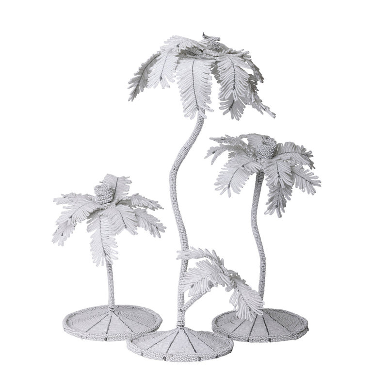 Desert Palm Tree Candlestick, White, 23" H x 9" W x 9" D