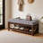 43.7''W Solid Rubber Wood  Upholstered Shoe Bench