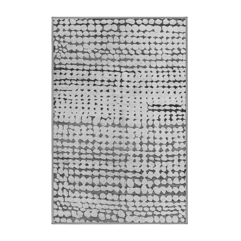Tapis gris en chenille tissé à la machine de couleur unie Britlany, Rectangle 4 pi x 6 pi
