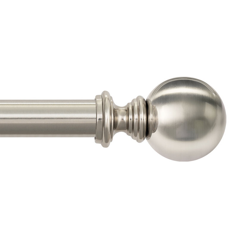 Iron Adjustable Single Curtain Rod, 52" - 144", Nickel