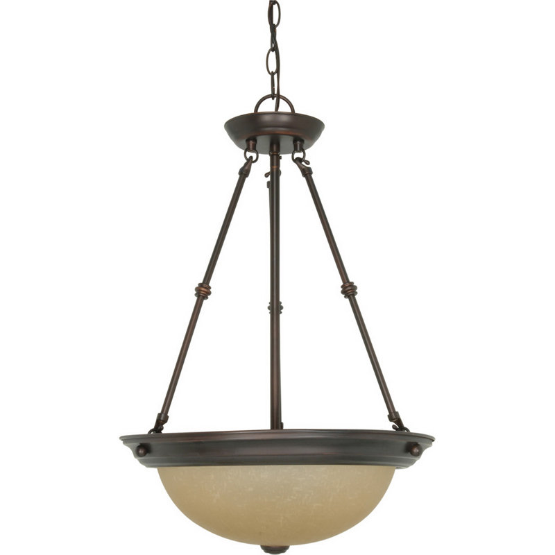 Luminaire suspendu bol unique à 3 lumières Withrow, H 23 po x l 15 po x P 15 po