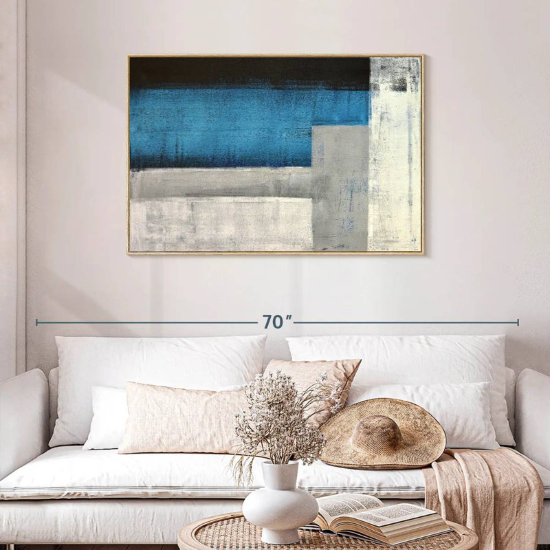 Moderne Carlo, Cadre flottant en bois naturel, 43 po x 29 po