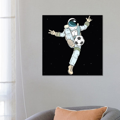 Astronaut And Football by Art Mirano - Wrapped Canvas Print